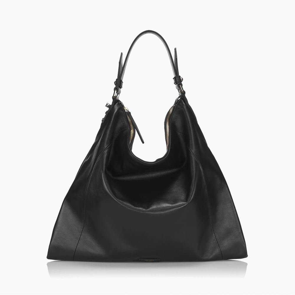 Jimmy Choo Ana Black Leather Hobo Bag